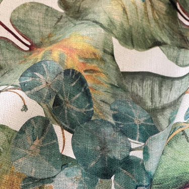 Green tropical leaf pattern for home textiles